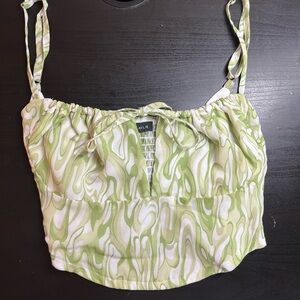 Kendall & Kylie Light Green Swirl Tie-Strap Crop Camisole